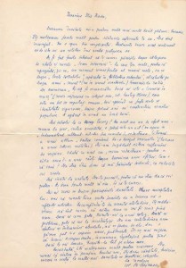 Prima scrisoare de la col. Gheorghe Bejancu