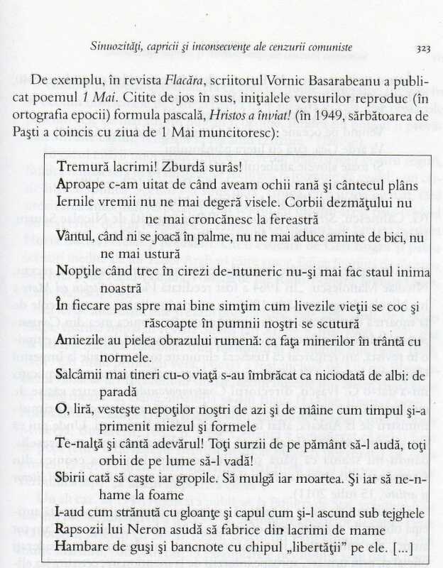 Fragment din poezia lui Vornic Basarabeanu, intitulata 1 Mai. Citite de jos in sus, intilialele versurilor dau Hristos a inviat!